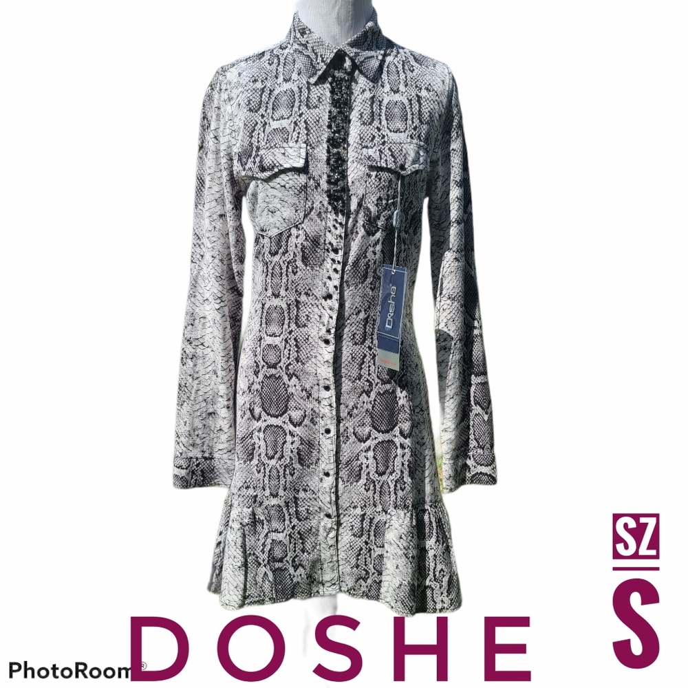 Doshe phython snakeskin embellished dress or duster/jacket sz S